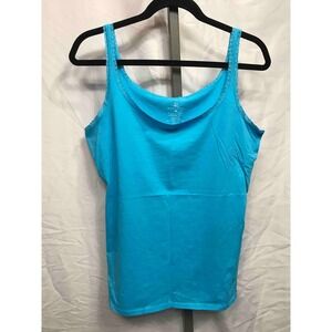NY & Company Womens Blue Lace Trim Tank Top Camisole XL
